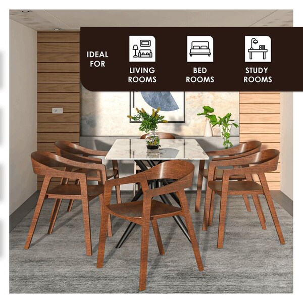 Leisuremod Rivo Collection Elegant Dining Chair in Dark Walnut Color Wood, 2PK - RC20DRW2