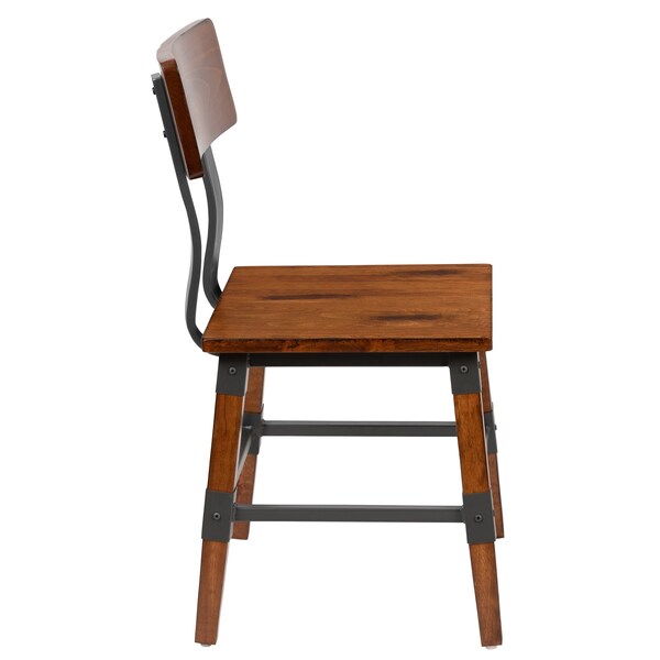 Flash Furniture Rustic Antique Walnut Industrial Wood Dining Chair, PK2 - 2-XU-DG-W0236-GG