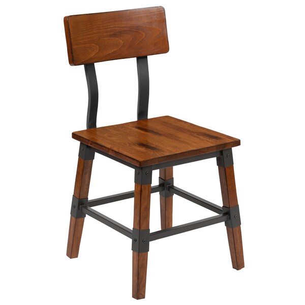 Flash Furniture Rustic Antique Walnut Industrial Wood Dining Chair, PK2 - 2-XU-DG-W0236-GG