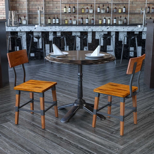 Flash Furniture Rustic Antique Walnut Industrial Wood Dining Chair, PK2 - 2-XU-DG-W0236-GG