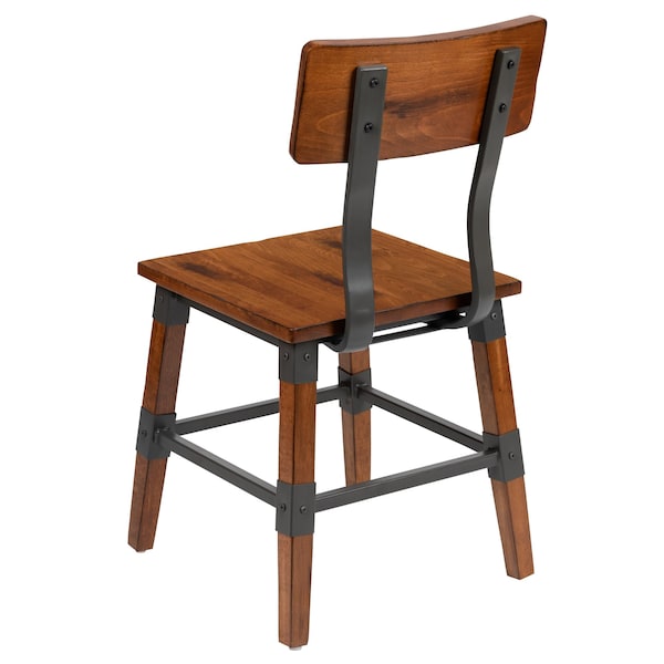 Flash Furniture Rustic Antique Walnut Industrial Wood Dining Chair, PK2 - 2-XU-DG-W0236-GG