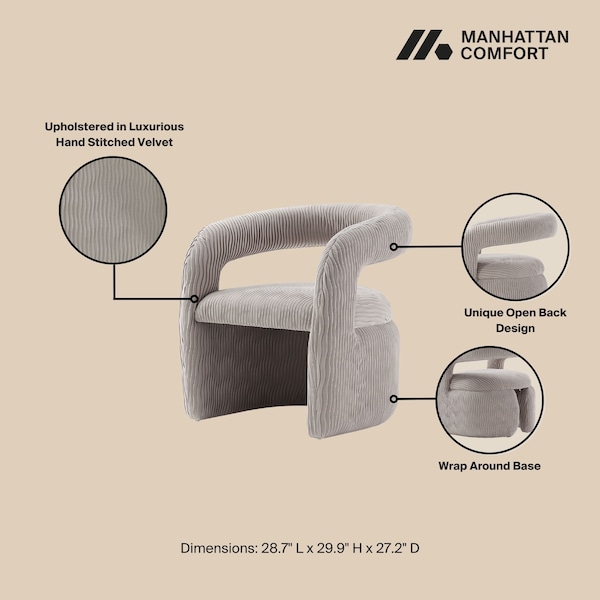 Manhattan Comfort Corvette Dining Chair in Dove - AC068-DO