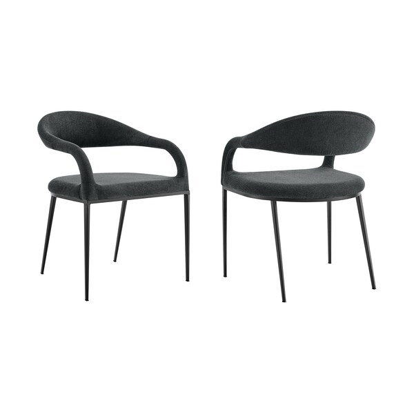 Armen Living Morgan Upholstered Dining Chair with Matte Black Iron and Charcoal Fabric - Set of 2 - LCMOSIBLKCH