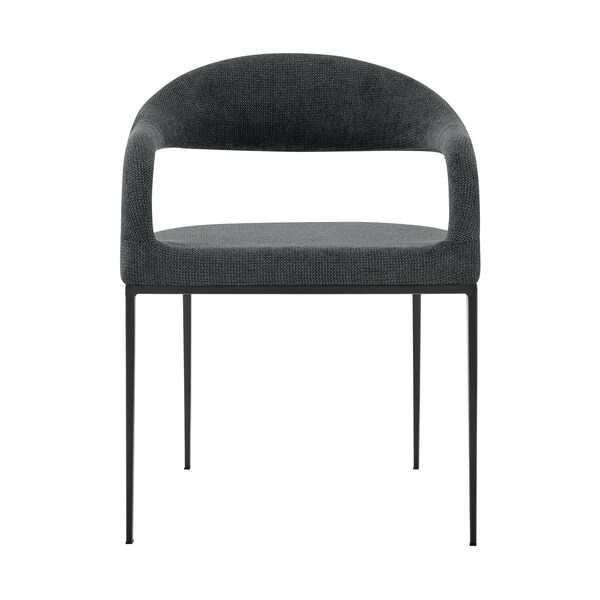 Armen Living Morgan Upholstered Dining Chair with Matte Black Iron and Charcoal Fabric - Set of 2 - LCMOSIBLKCH