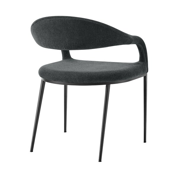 Armen Living Morgan Upholstered Dining Chair with Matte Black Iron and Charcoal Fabric - Set of 2 - LCMOSIBLKCH