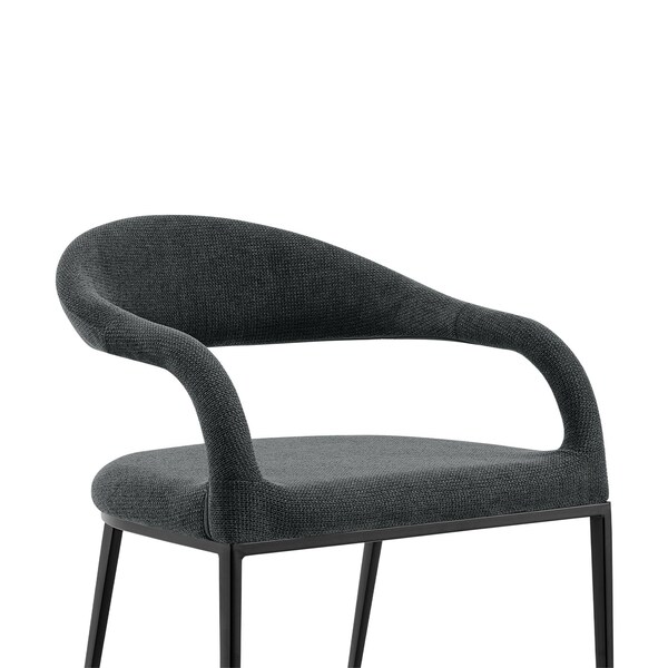 Armen Living Morgan Upholstered Dining Chair with Matte Black Iron and Charcoal Fabric - Set of 2 - LCMOSIBLKCH