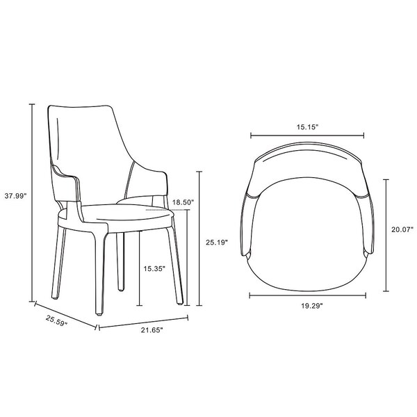 Manhattan Comfort Kara Dining Arm Chair in Blue- Set of 2 - 2-DC057AR-BL