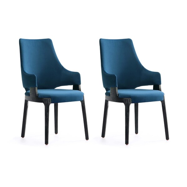 Manhattan Comfort Kara Dining Arm Chair in Blue- Set of 2 - 2-DC057AR-BL