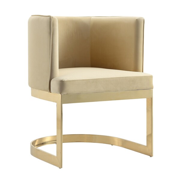 Manhattan Comfort Aura Dining Chair in Sand and Polished Brass - DC026-SD