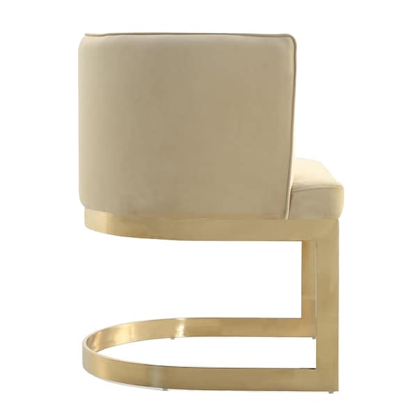 Manhattan Comfort Aura Dining Chair in Sand and Polished Brass - DC026-SD