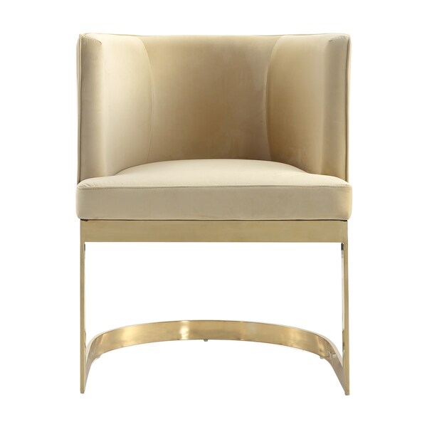 Manhattan Comfort Aura Dining Chair in Sand and Polished Brass - DC026-SD