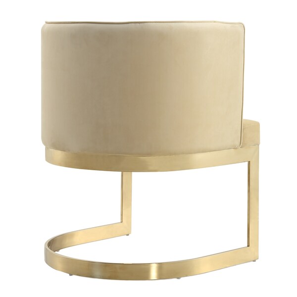 Manhattan Comfort Aura Dining Chair in Sand and Polished Brass - DC026-SD