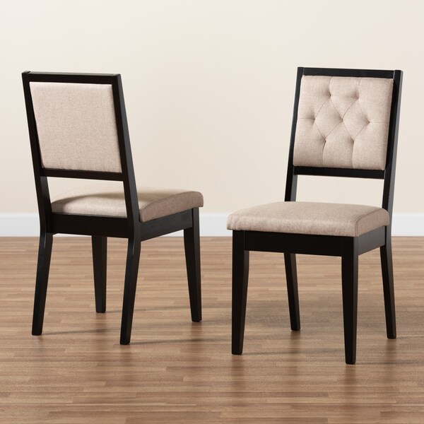 Baxton Studio Gideon ModernSand Fabric Upholstered and Dark Brown Finished Wood Dining Chair Set(2PC) PR - 195-2PC-12144-ZORO