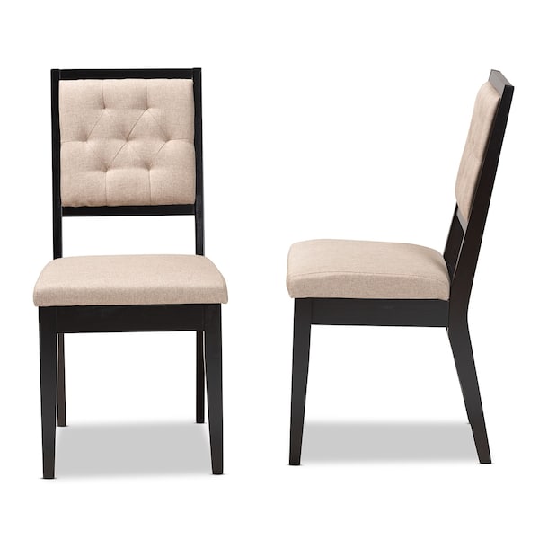 Baxton Studio Gideon ModernSand Fabric Upholstered and Dark Brown Finished Wood Dining Chair Set(2PC) PR - 195-2PC-12144-ZORO