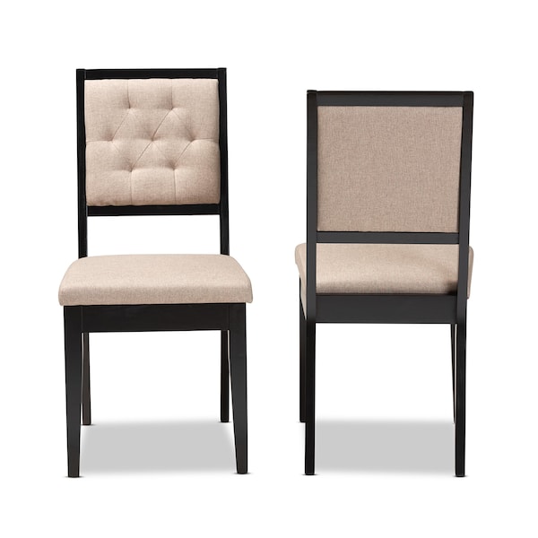 Baxton Studio Gideon ModernSand Fabric Upholstered and Dark Brown Finished Wood Dining Chair Set(2PC) PR - 195-2PC-12144-ZORO