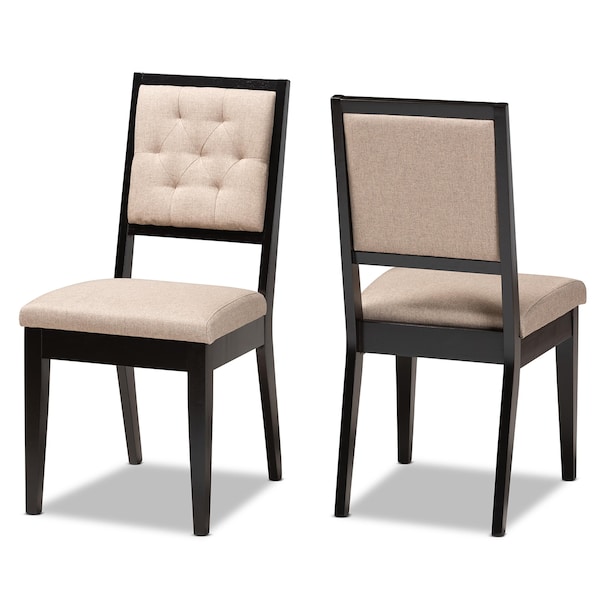 Baxton Studio Gideon ModernSand Fabric Upholstered and Dark Brown Finished Wood Dining Chair Set(2PC) PR - 195-2PC-12144-ZORO
