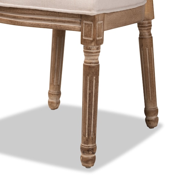 Baxton Studio Louis Traditional Beige Fabric Upholstered and Antique Brown Finished Wood Dining Chair Set(2PC) PR - 200-2PC-12333-ZORO