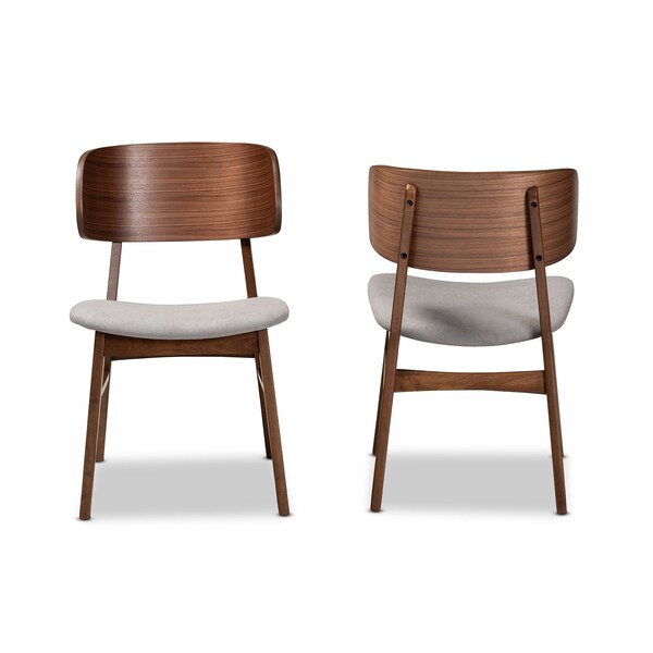 Baxton Studio Alston Mid-Century Grey Fabric Upholstered and Walnut Brown Finished Wood Dining Chair Set(2PC) PR - 191-2PC-11707-ZORO