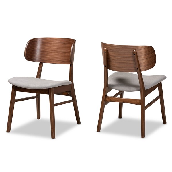 Baxton Studio Alston Mid-Century Grey Fabric Upholstered and Walnut Brown Finished Wood Dining Chair Set(2PC) PR - 191-2PC-11707-ZORO