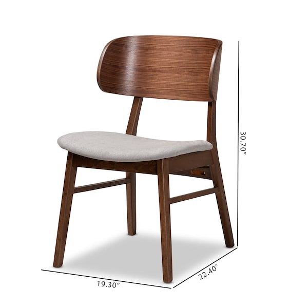 Baxton Studio Alston Mid-Century Grey Fabric Upholstered and Walnut Brown Finished Wood Dining Chair Set(2PC) PR - 191-2PC-11707-ZORO