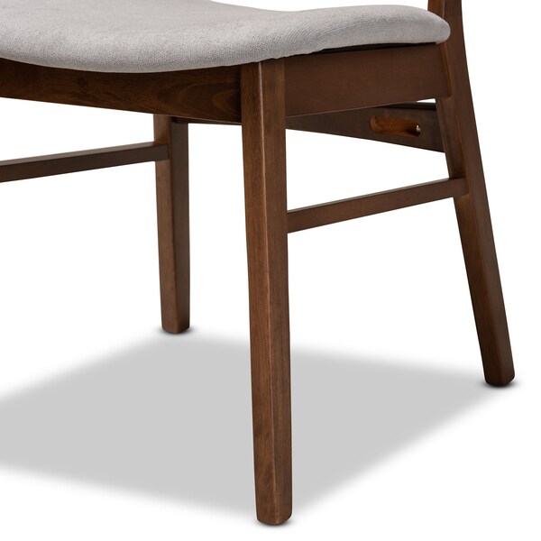 Baxton Studio Alston Mid-Century Grey Fabric Upholstered and Walnut Brown Finished Wood Dining Chair Set(2PC) PR - 191-2PC-11707-ZORO