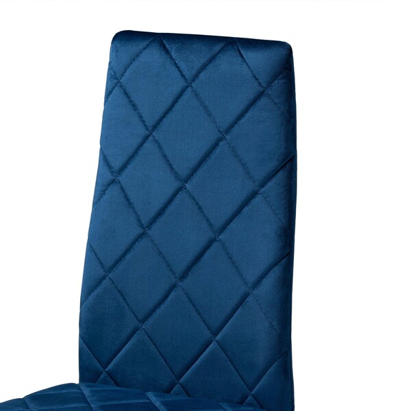 Baxton Studio Blaise Glam and Luxe Navy Blue Velvet Upholstered and Gold Finished Metal Dining Chair Set (4PC) - 194-4PC-11774-ZORO
