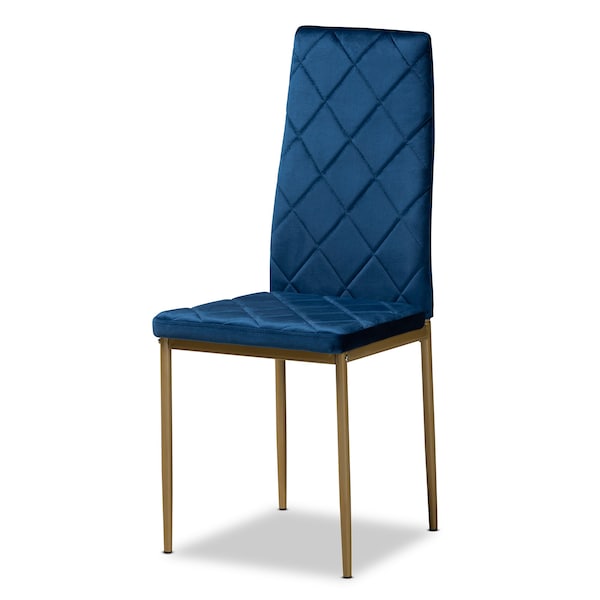Baxton Studio Blaise Glam and Luxe Navy Blue Velvet Upholstered and Gold Finished Metal Dining Chair Set (4PC) - 194-4PC-11774-ZORO