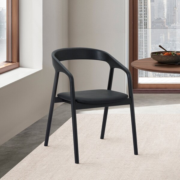Armen Living Apache Black Oak Wood and Faux Leather Dining Chair - LCAPSIBLK
