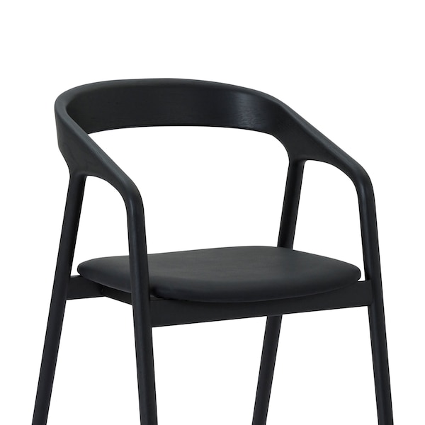 Armen Living Apache Black Oak Wood and Faux Leather Dining Chair - LCAPSIBLK