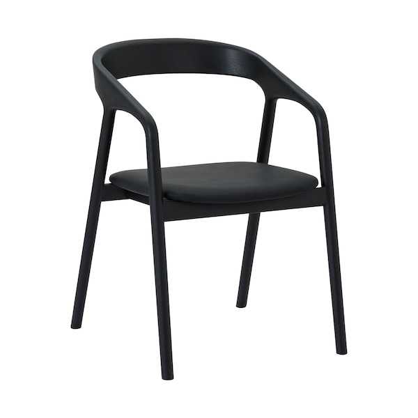 Armen Living Apache Black Oak Wood and Faux Leather Dining Chair - LCAPSIBLK