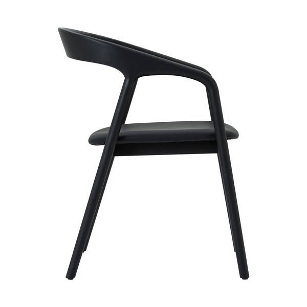 Armen Living Apache Black Oak Wood and Faux Leather Dining Chair - LCAPSIBLK
