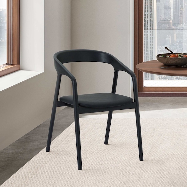 Armen Living Apache Black Oak Wood and Faux Leather Dining Chair - LCAPSIBLK