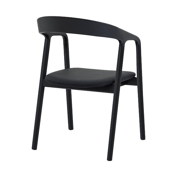 Armen Living Apache Black Oak Wood and Faux Leather Dining Chair - LCAPSIBLK