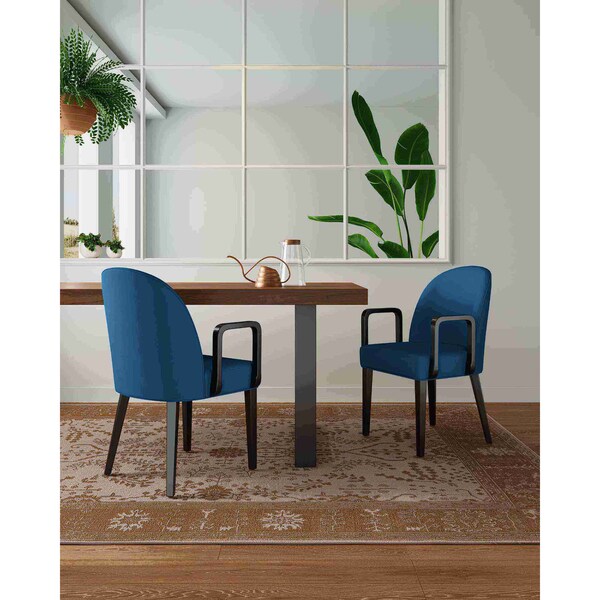 Manhattan Comfort Hillman Dining Arm Chair - Set of 2 in Blue - 2-DC087AR-BL