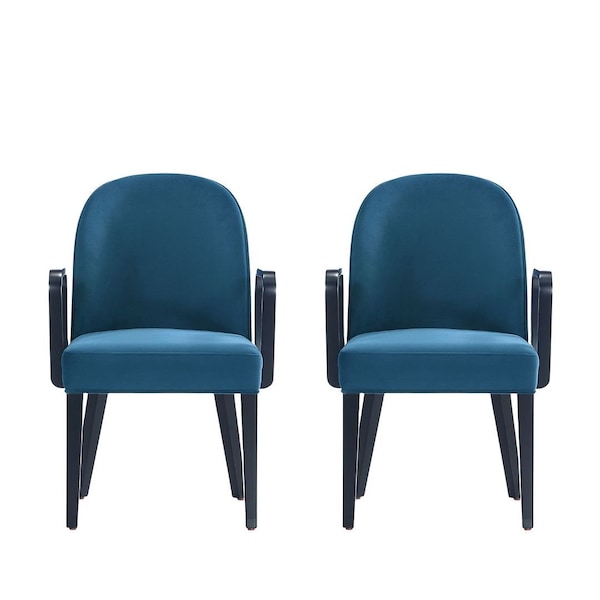 Manhattan Comfort Hillman Dining Arm Chair - Set of 2 in Blue - 2-DC087AR-BL