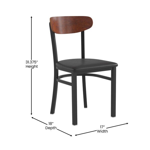 Flash Furniture Black Vinyl Seat Dining Chair with Walnut Wood Back - XU-DG6V5BV-WAL-GG