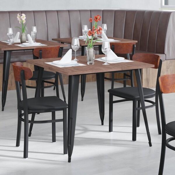 Flash Furniture Black Vinyl Seat Dining Chair with Walnut Wood Back - XU-DG6V5BV-WAL-GG