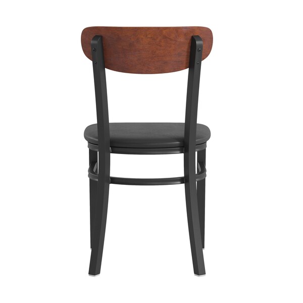 Flash Furniture Black Vinyl Seat Dining Chair with Walnut Wood Back - XU-DG6V5BV-WAL-GG