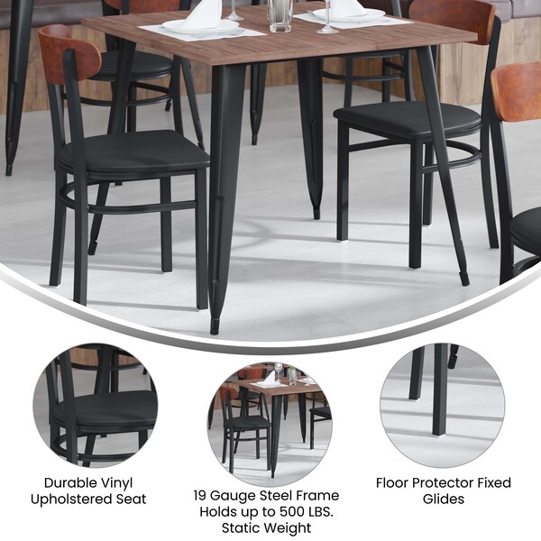 Flash Furniture Black Vinyl Seat Dining Chair with Walnut Wood Back - XU-DG6V5BV-WAL-GG