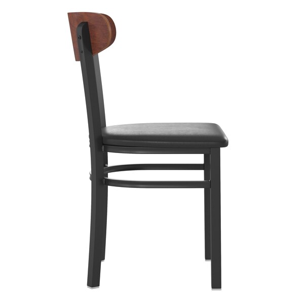 Flash Furniture Black Vinyl Seat Dining Chair with Walnut Wood Back - XU-DG6V5BV-WAL-GG