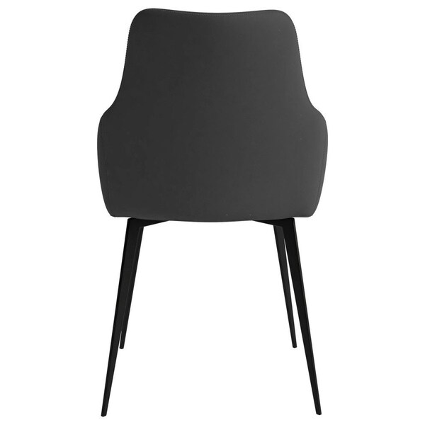 Leisuremod Sonnet Modern Dining Chair in Grey Leather and Iron Legs, 4PK - SC51GR4