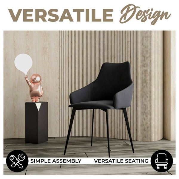 Leisuremod Sonnet Modern Dining Chair in Grey Leather and Iron Legs, 4PK - SC51GR4