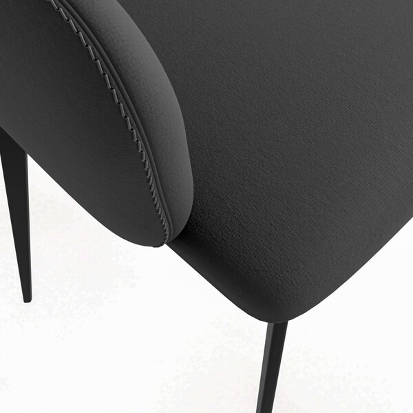 Leisuremod Sonnet Modern Dining Chair in Grey Leather and Iron Legs, 4PK - SC51GR4