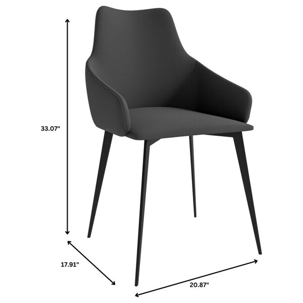 Leisuremod Sonnet Modern Dining Chair in Grey Leather and Iron Legs, 4PK - SC51GR4