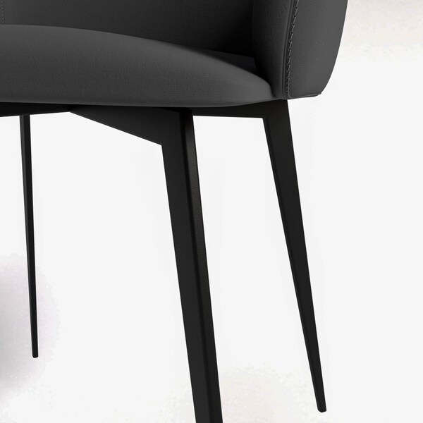 Leisuremod Sonnet Modern Dining Chair in Grey Leather and Iron Legs, 4PK - SC51GR4