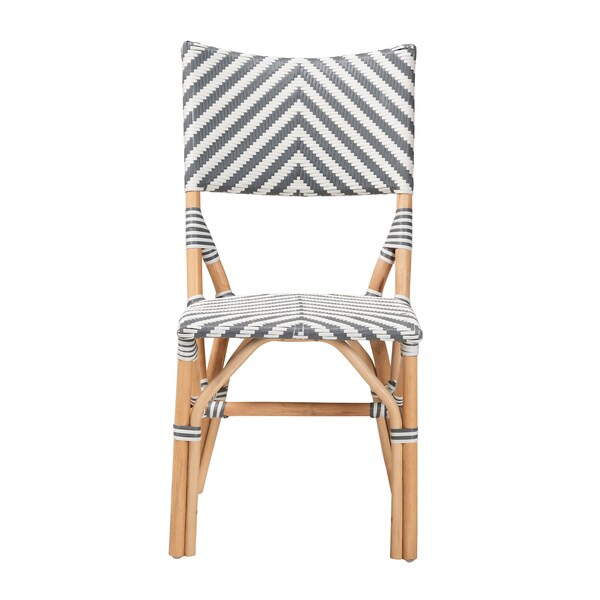 Baxton Studio Shai Modern French Grey and White Weaving and Natural Rattan Bistro Chair - 225-13112-ZORO