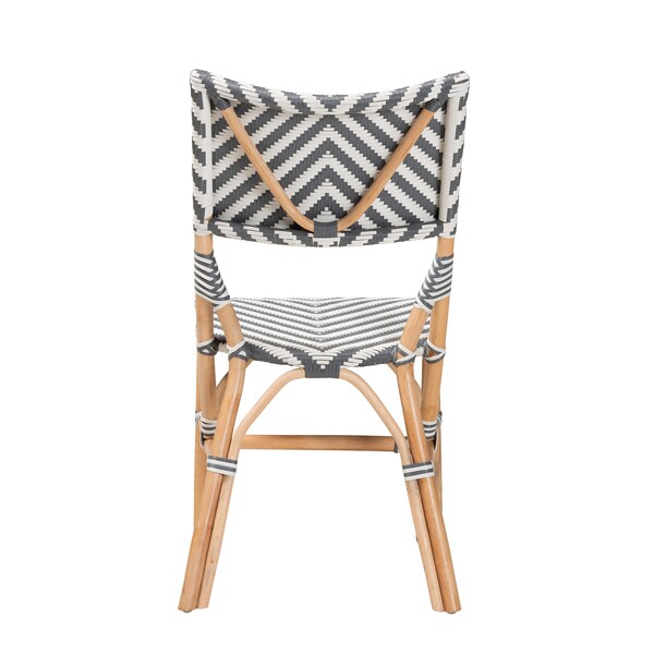 Baxton Studio Shai Modern French Grey and White Weaving and Natural Rattan Bistro Chair - 225-13112-ZORO