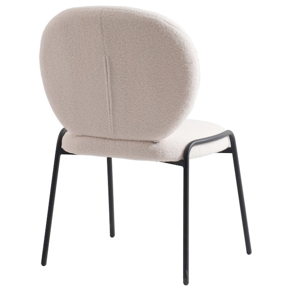 Leisuremod Celestial Boucle Dining Side Chair with Black Powder Coated Iron Frame, White - CCBL-23W