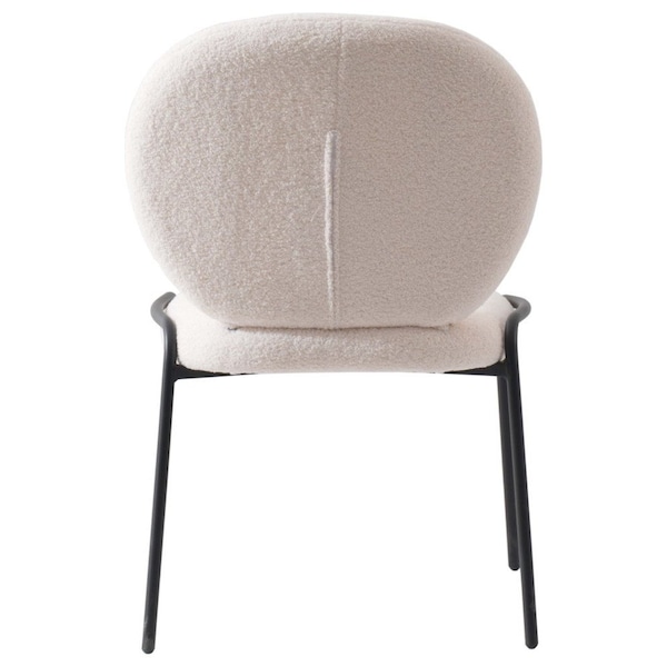 Leisuremod Celestial Boucle Dining Side Chair with Black Powder Coated Iron Frame, White - CCBL-23W