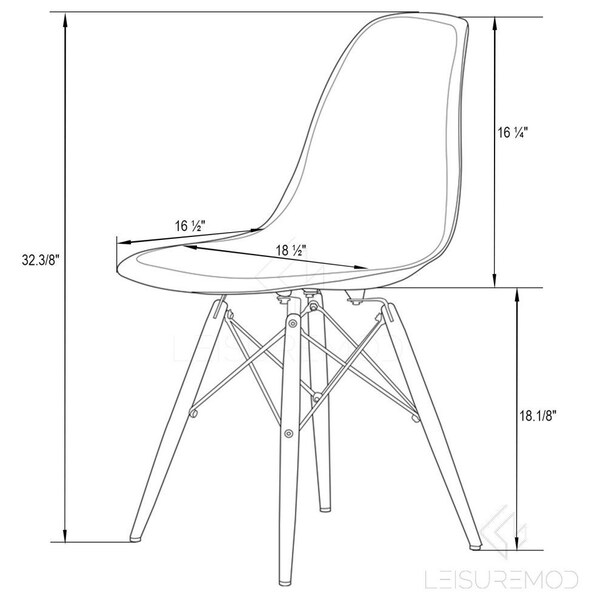 Leisuremod Dover Plastic Dining Side Chair with Wooden Legs, Transparent Blue, 2PK - EP19TBU2